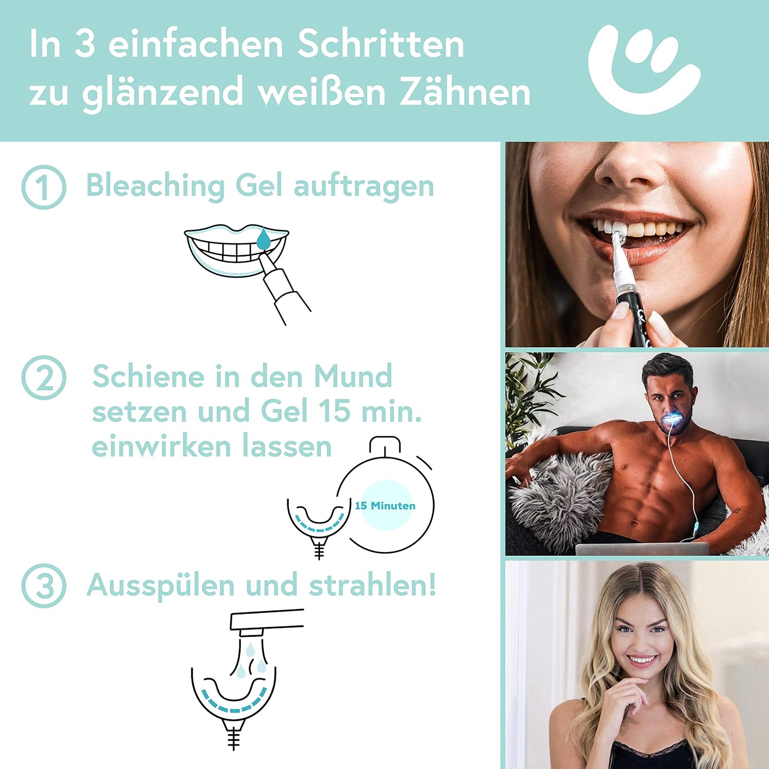 Thumbnail 2 de UniqueSmile Teeth Whitening Kit „All in One Bundle“ – Nachfüll-Set mit 3 Gel-Stiften (für bis zu 15 Anwendungen)