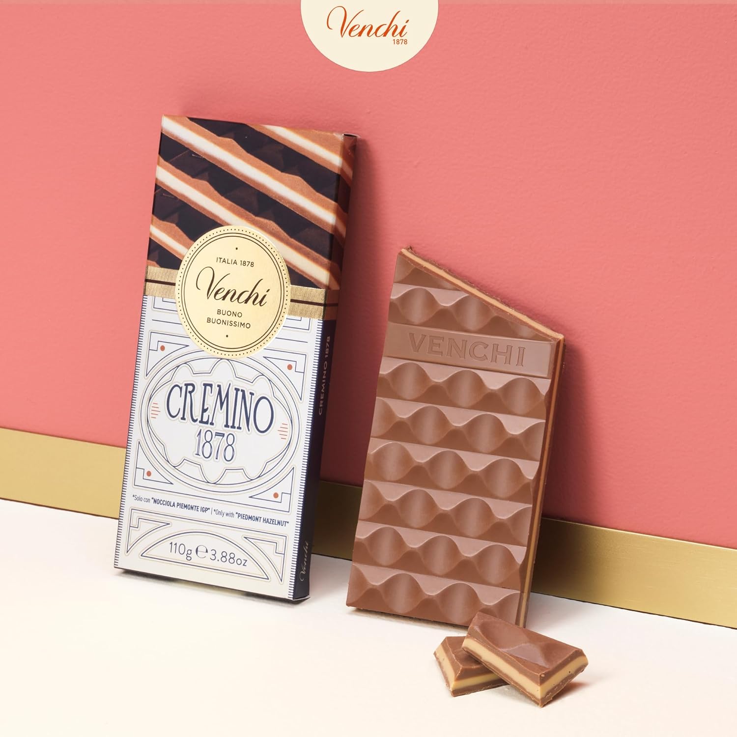 Thumbnail 2 de Venchi Tafel Cremino 1878 (110 g) – Milchschokolade mit Haselnüssen Gianduja & weiße Schokolade mit Mandelpaste, glutenfrei
