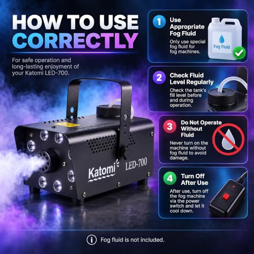 Thumbnail 5 de Katomi 500W Smoke Machine with RGB Effect and Dual Remote Controls