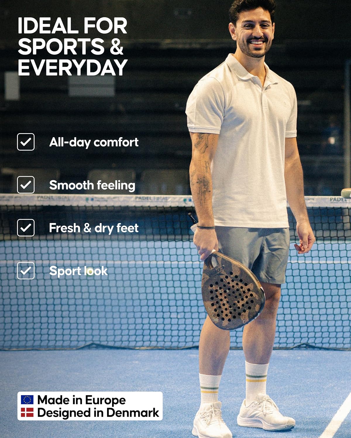 Detalle de Danish Endurance tennis crew socks, 6 pack