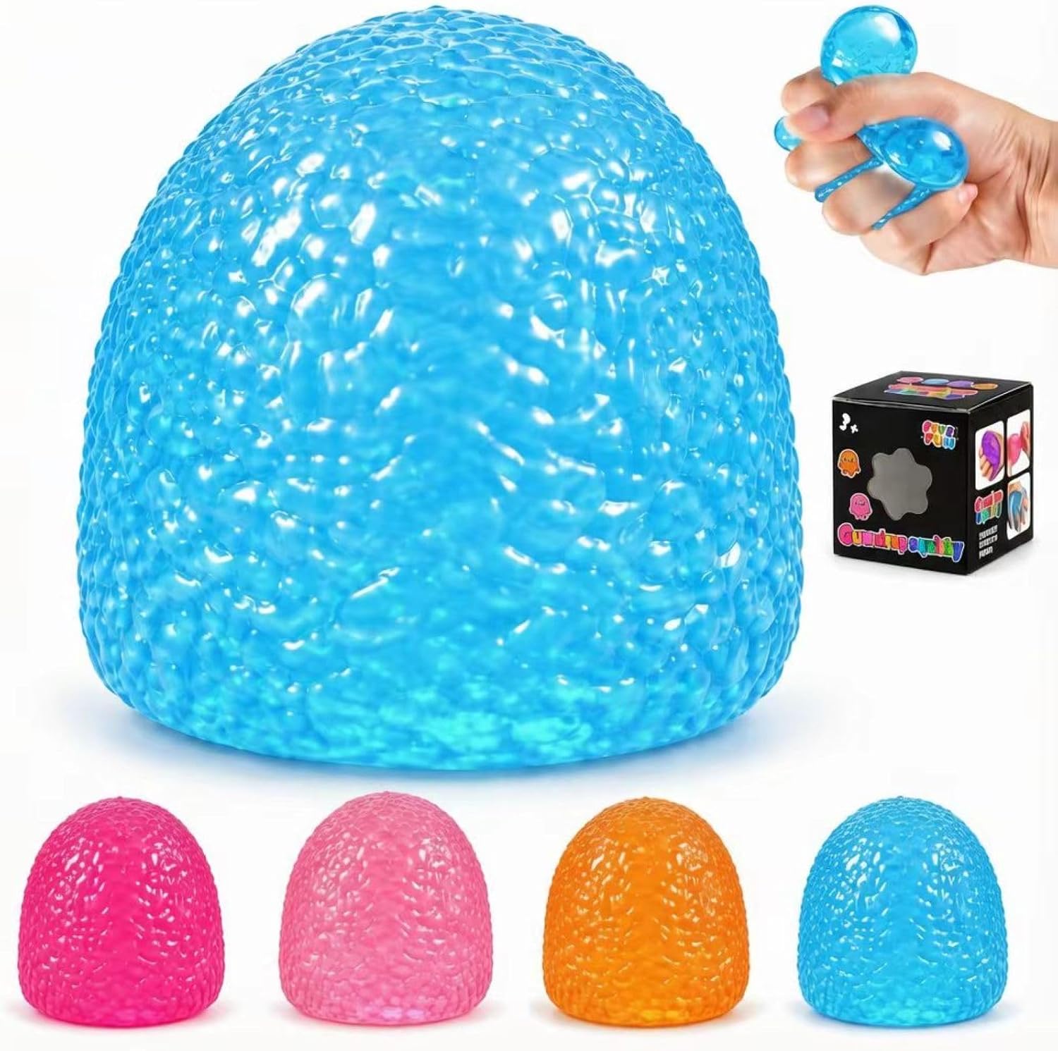 Detalle de Fivefun BS-ST-005-C Gumdrop Squishy Stress Ball, Blue TPR Fidget Toy