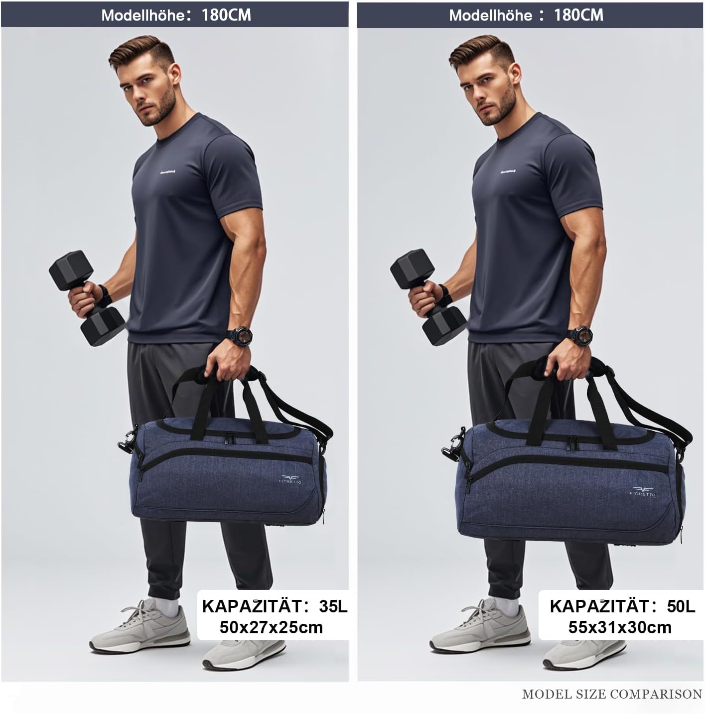 Detalle 2 de FIORETTO 35L Sporttasche mit Schuhfach, Nassfach und wasserdichtem Aufbau – robust, vielseitig und ideal für Training, Travel und Freizeit