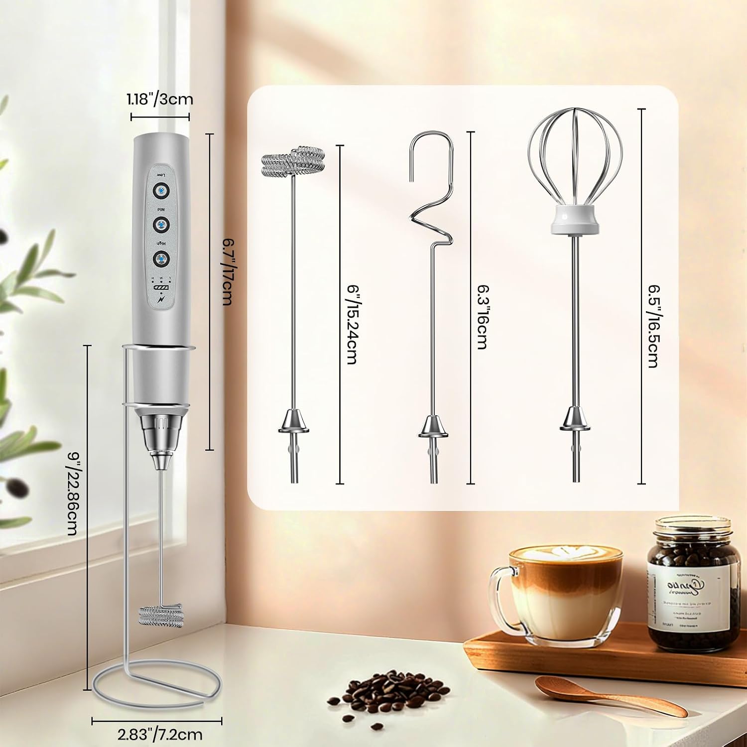 Thumbnail 6 de Colarlemo Handheld Milk Frother, Stainless Steel