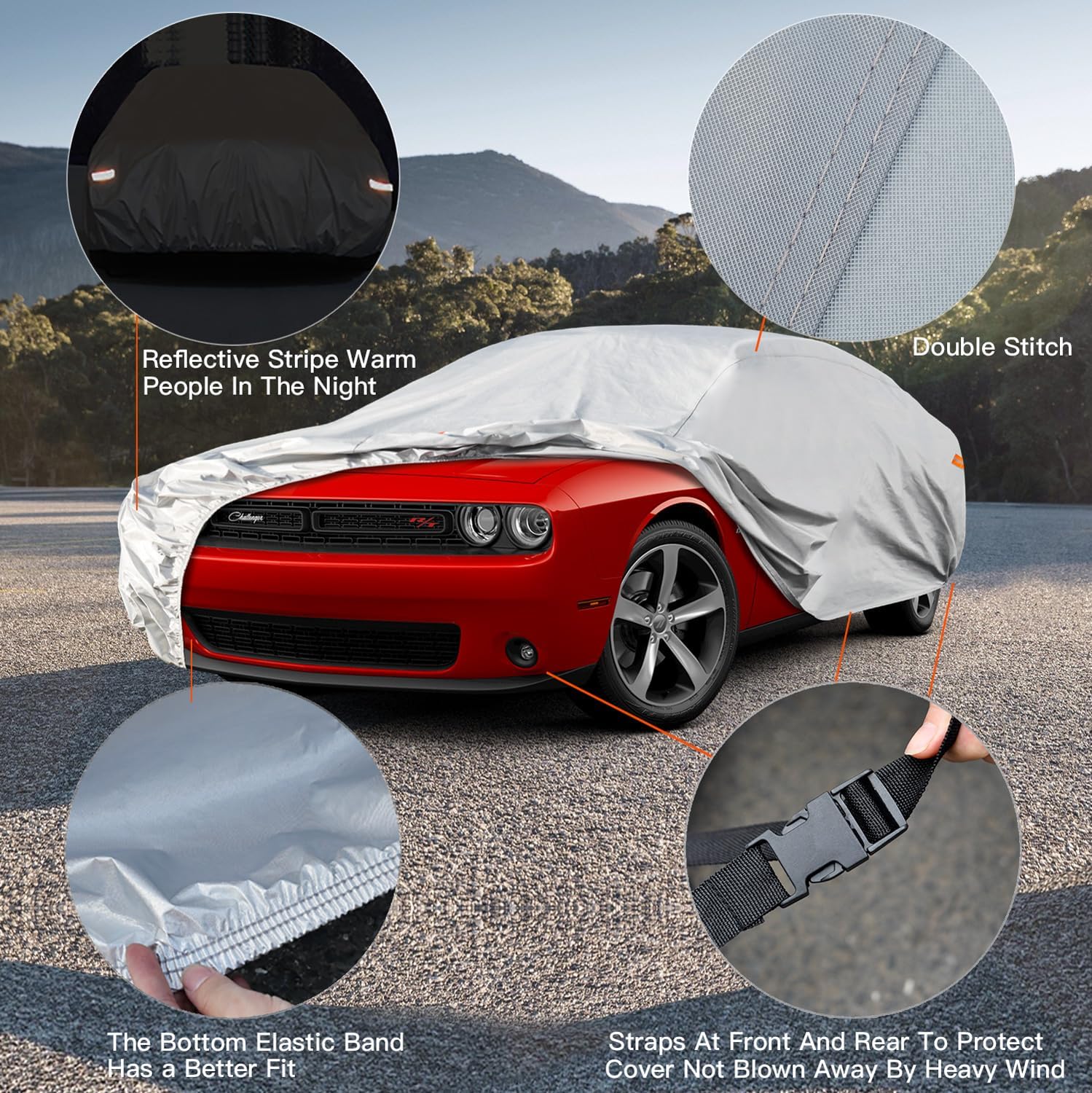 Thumbnail 2 de Kayme Car Cover Waterproof All Weather for Large Sedan (209–218 inches) – Fits Ford Crown Victoria, Cadillac DTS, Grand Marquis, Lincoln Town Car, Impala/Caprice