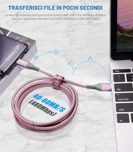 Thumbnail 1 de AviBrex set di 2 cavi USB-A–USB-C in nylon, 1 m + 2 m, fino a 3 A
