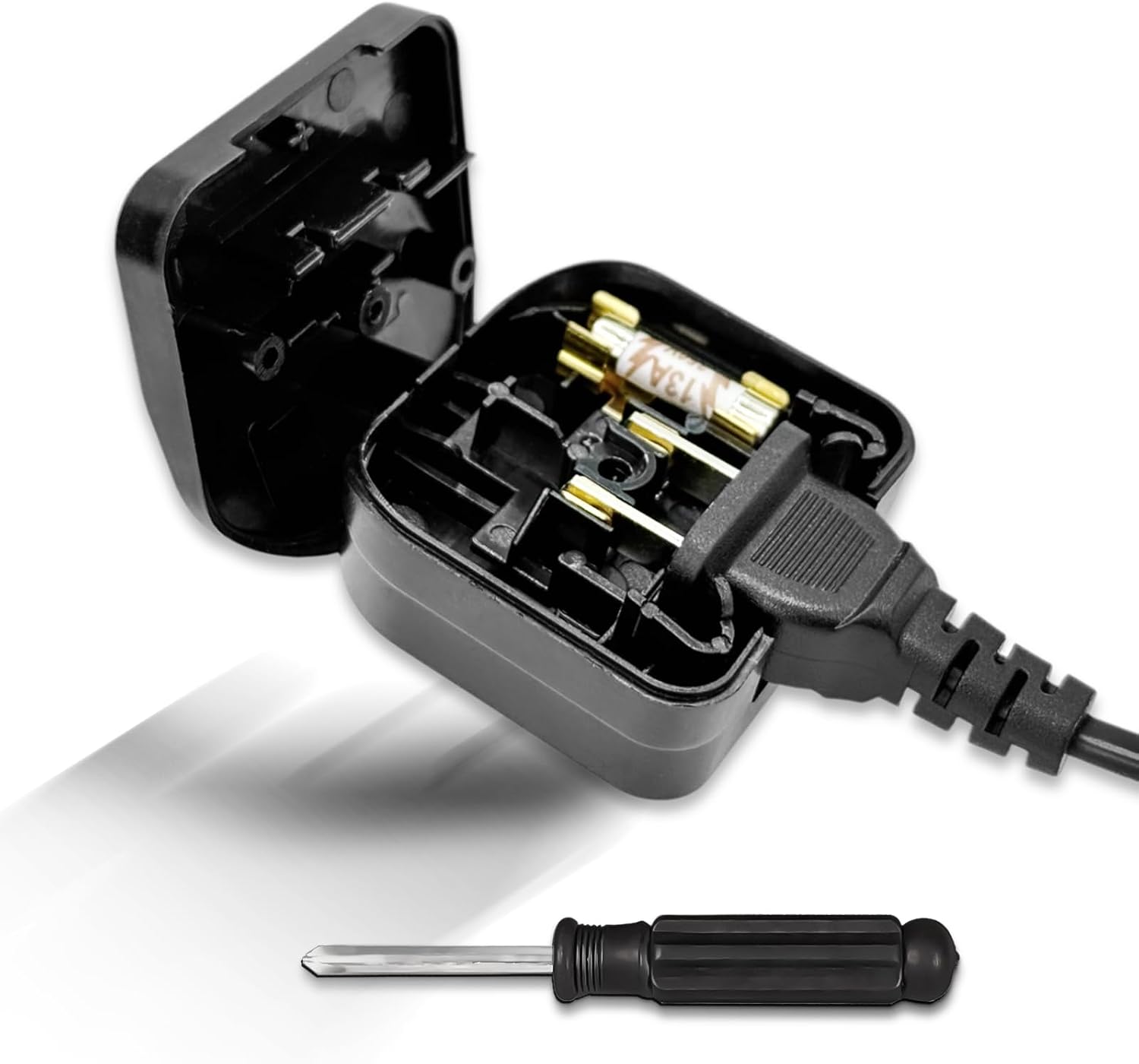 Detalle de US to UK Plug Adapter with Screwdriver (13A) – Safe Fuse UK Converter for Type A USA/China/Japan to UK