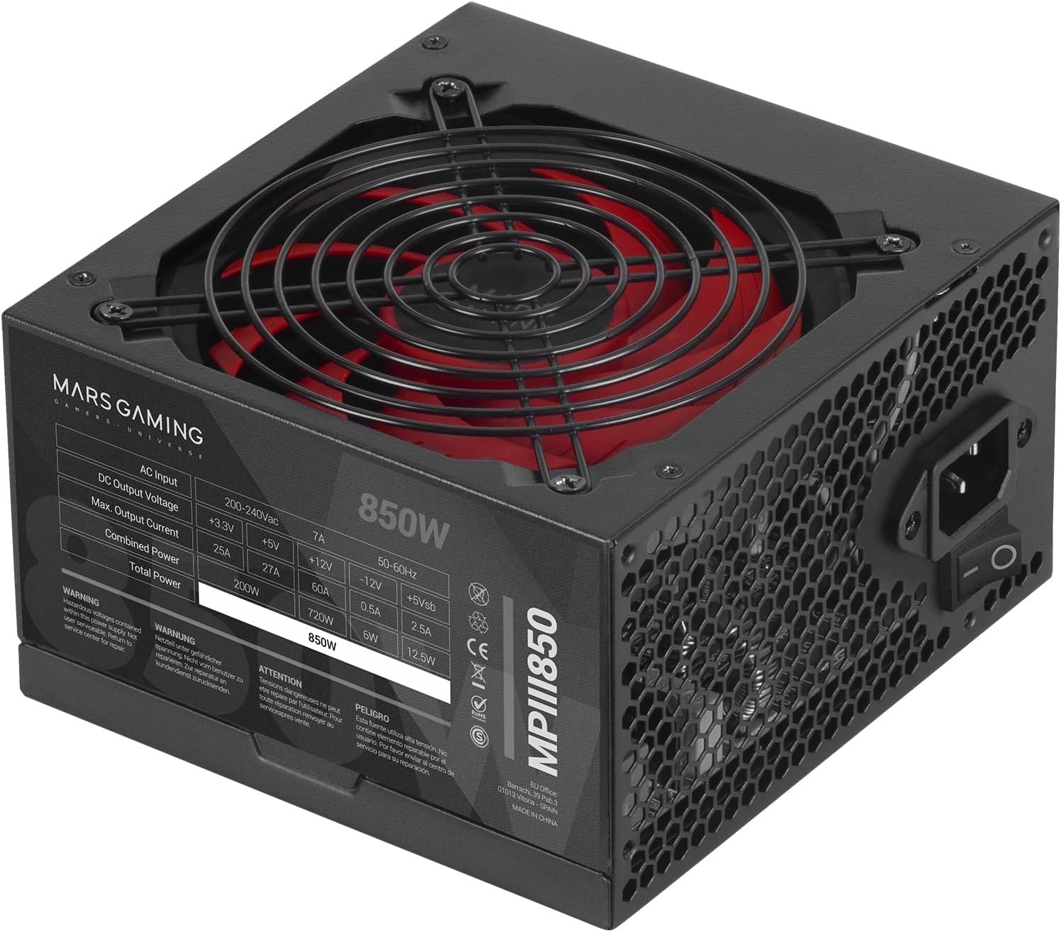 Thumbnail 5 de Mars Gaming MPIII850 – Alimentation PC ATX 850 W 5 ans, rendement 85% et ventilateur AI-RPM FDB