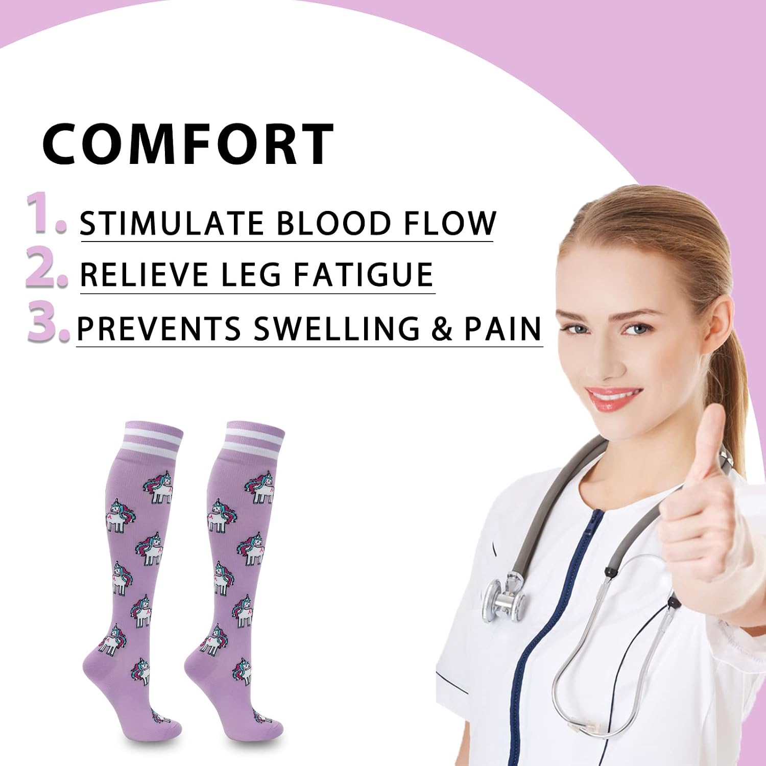 Detalle de Fenglaoda Compression Socks, 3 Pairs