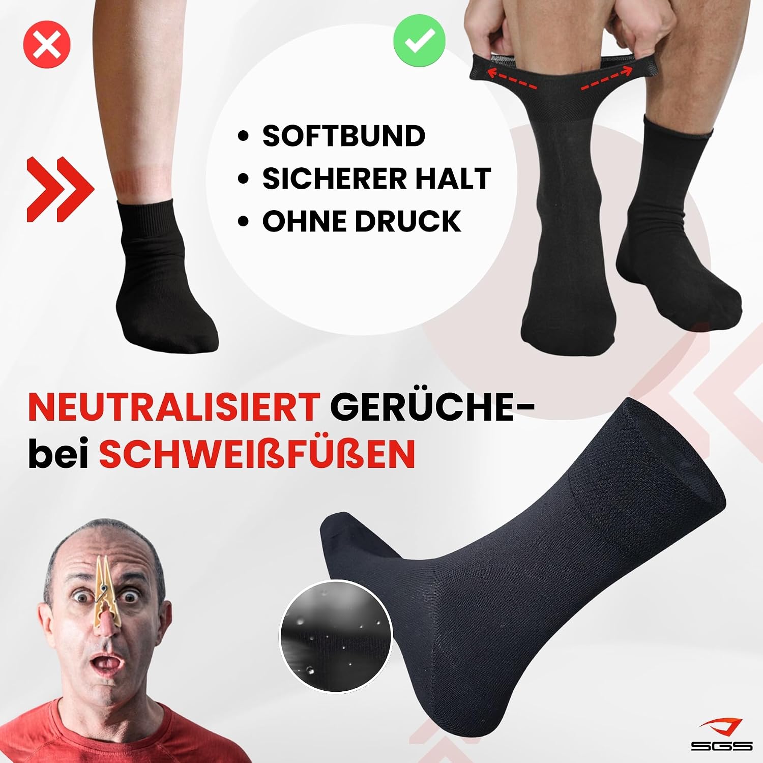 Detalle 2 de SGS 5/10 Pack Bambus Socken 43-46