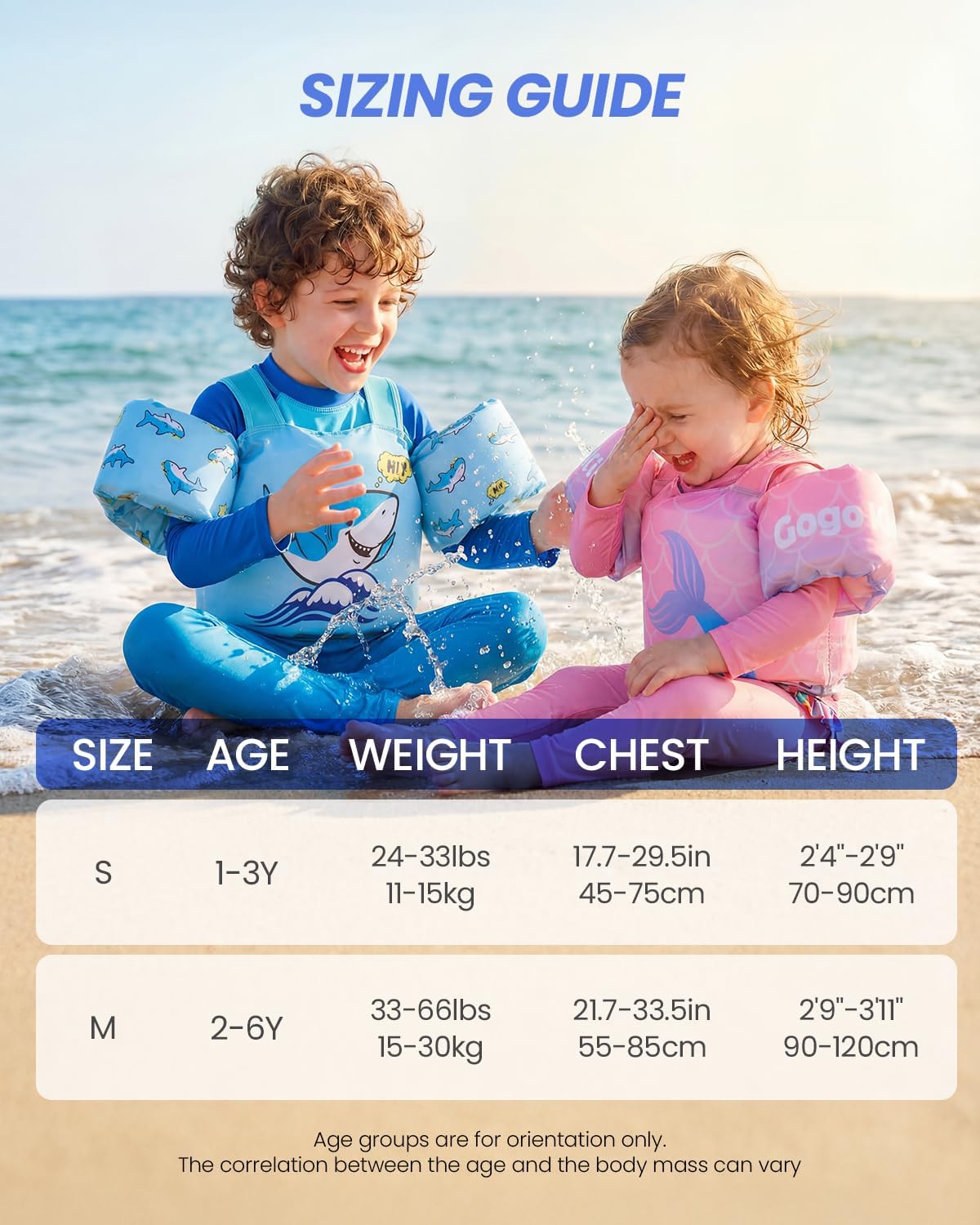 Detalle 2 de Gogokids Toddler Swim Vest (24–66 lbs) with Adjustable Fit and Water Wings Floaties