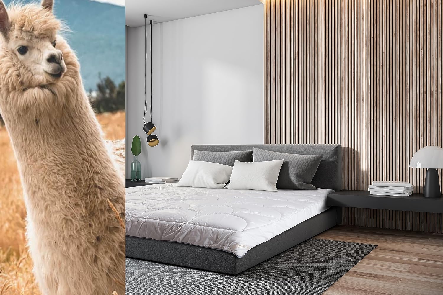 Detalle de Merino Wool Luxuriöse Alpaka-Bettdecke aus Alpakawolle – ganzjährig, 140 x 200 cm