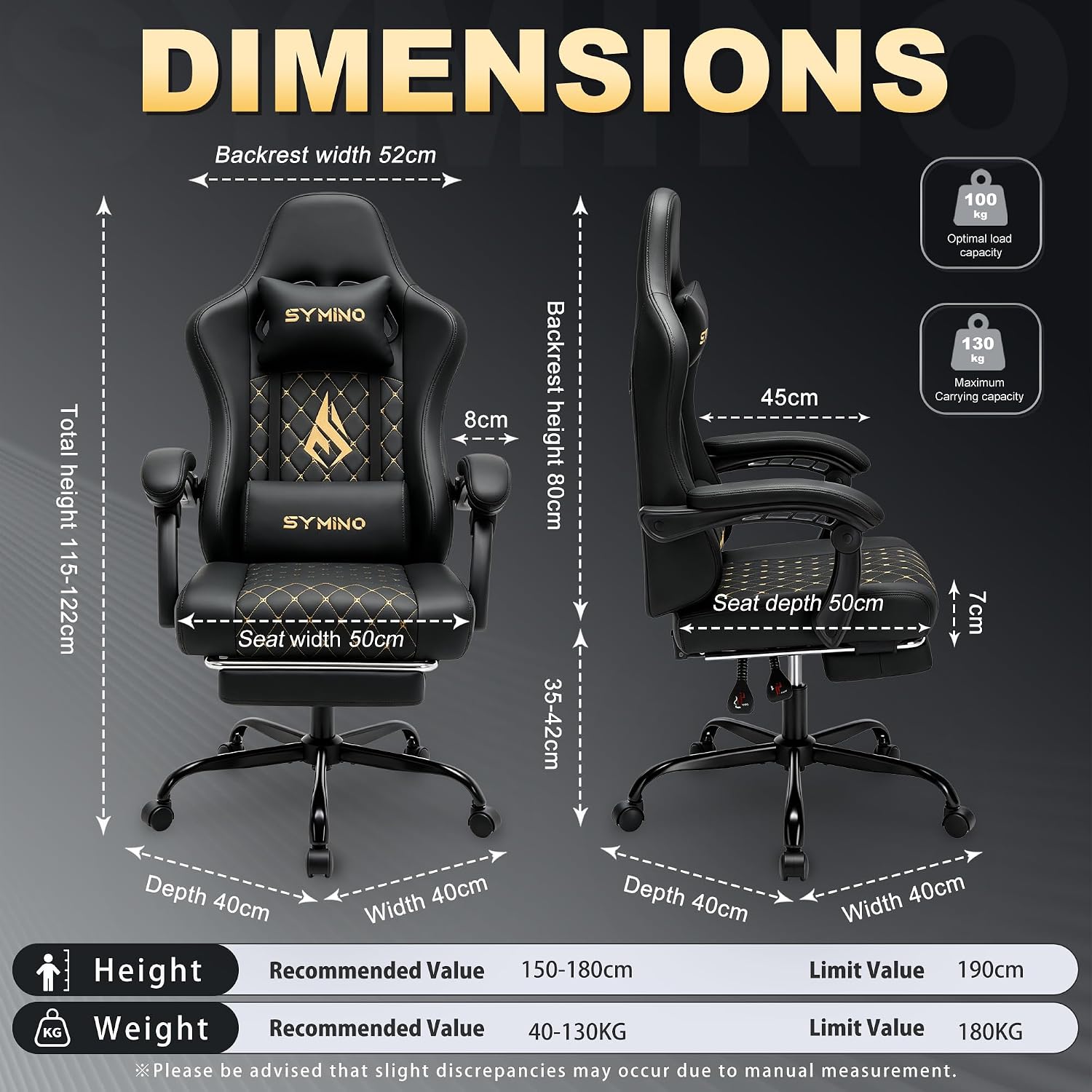 Detalle de Symino FZ-01Black – ergonomiczny fotel gamingowy z podnóżkiem i regulowanym oparciem