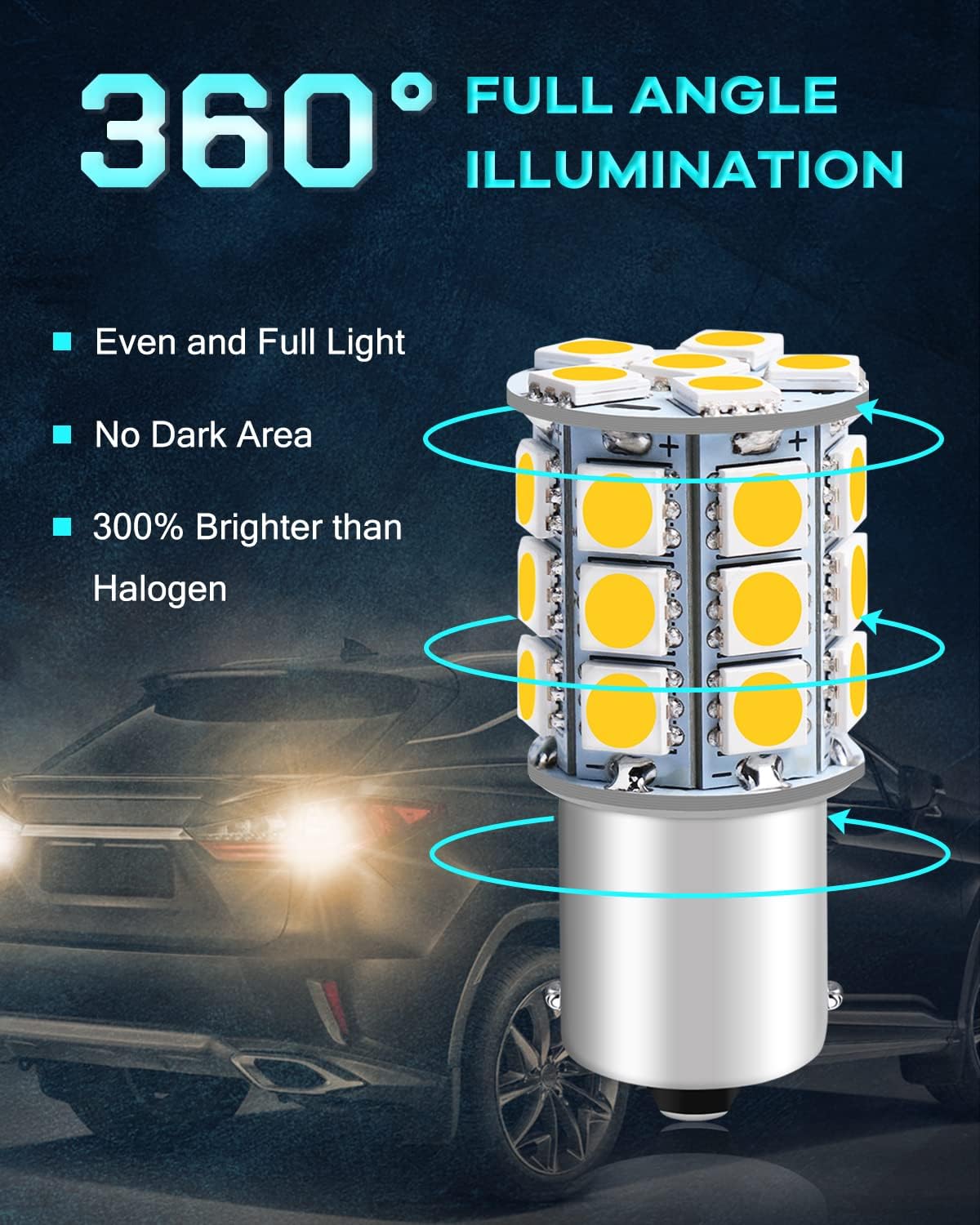 Thumbnail 5 de DEFVNSY 1156 LED RV Bulb 3000K Warm White (BA15S) – 12V replacement for RV & camper lights, 10-pack