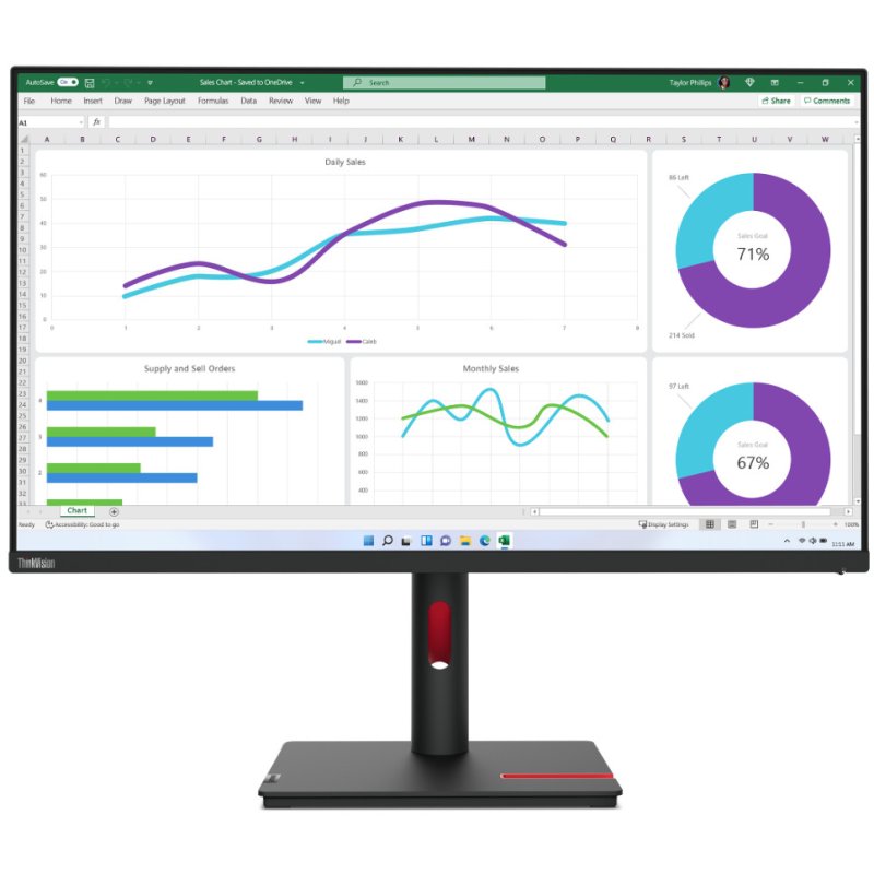 Detalle de Monitor Lenovo ThinkVision T32h-30 31.5" IPS Quad HD, USB-C 90W y Ethernet - Negro