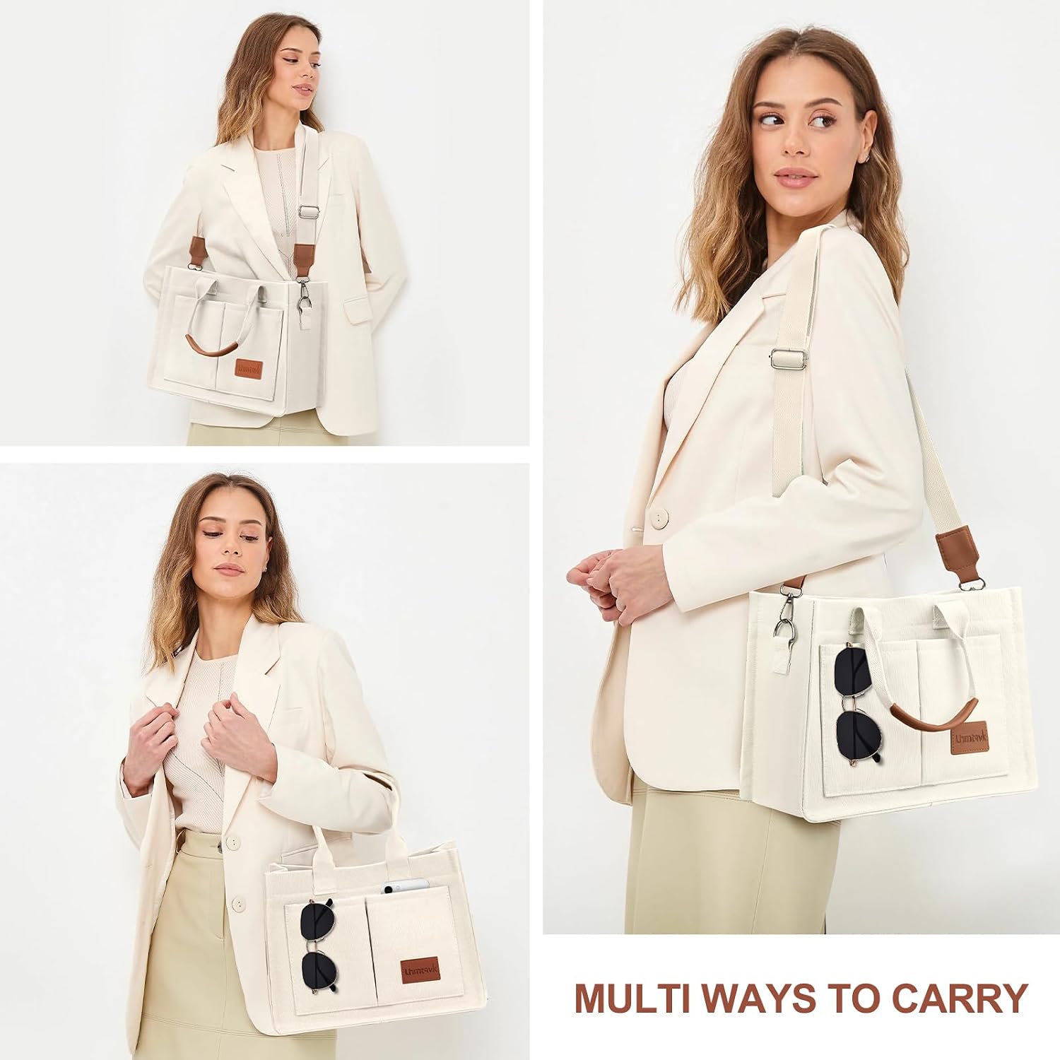 Detalle 2 de LHMTQVK Canvas Tote Bag with 5 Pockets