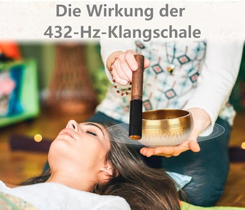 Detalle 2 de OZCHIN Tibetisches Klangschalen-Set – handgehämmert in Nepal, 8 cm (inkl. Meditationsschale, Ringkissen, Holzklöppel, Box)