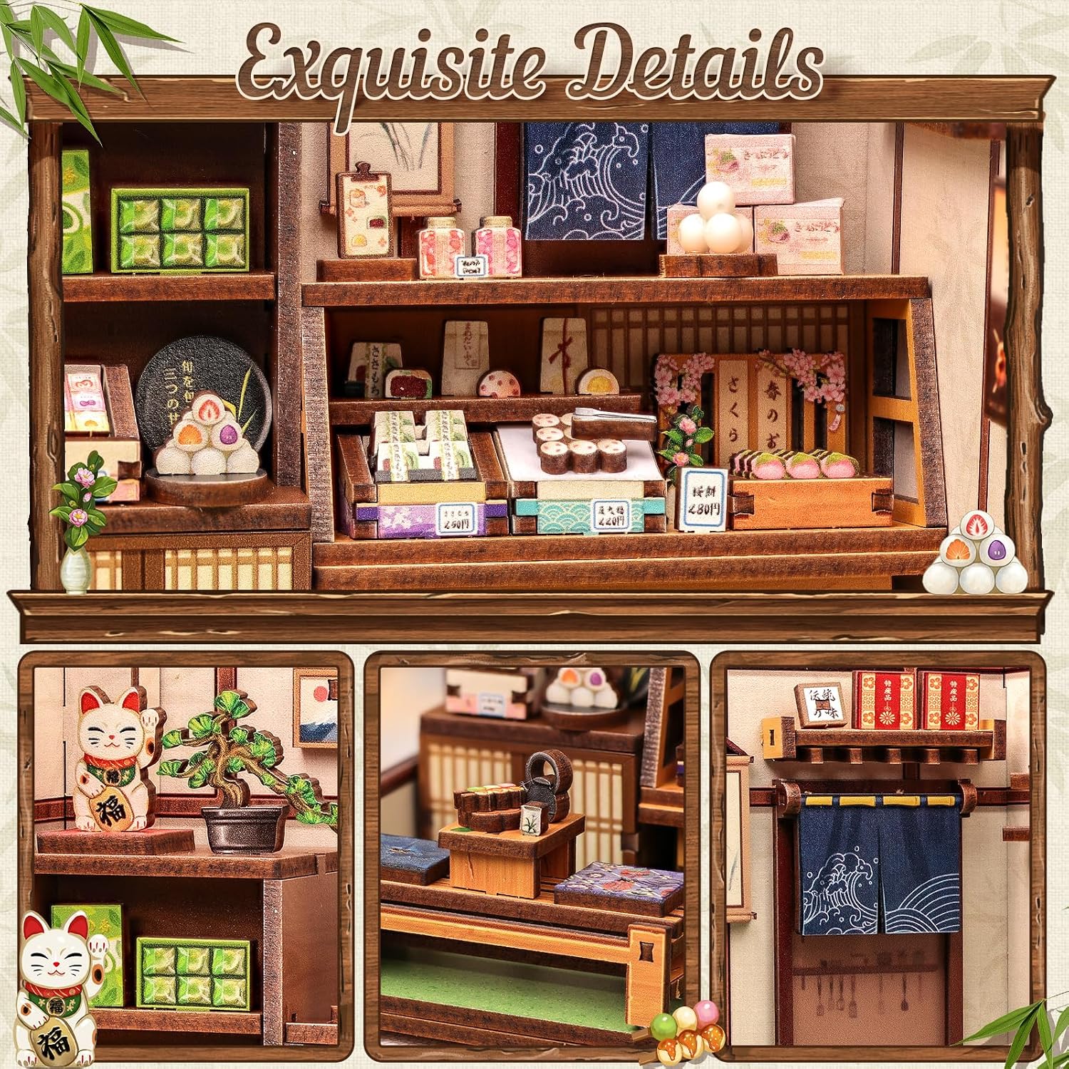 Detalle de CUTEBEE Book Nook Japanese Wagashi Shop