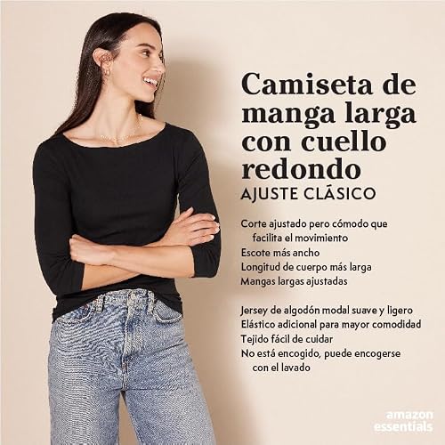 Detalle 2 de Amazon Essentials Camiseta manga larga mujer, talla S