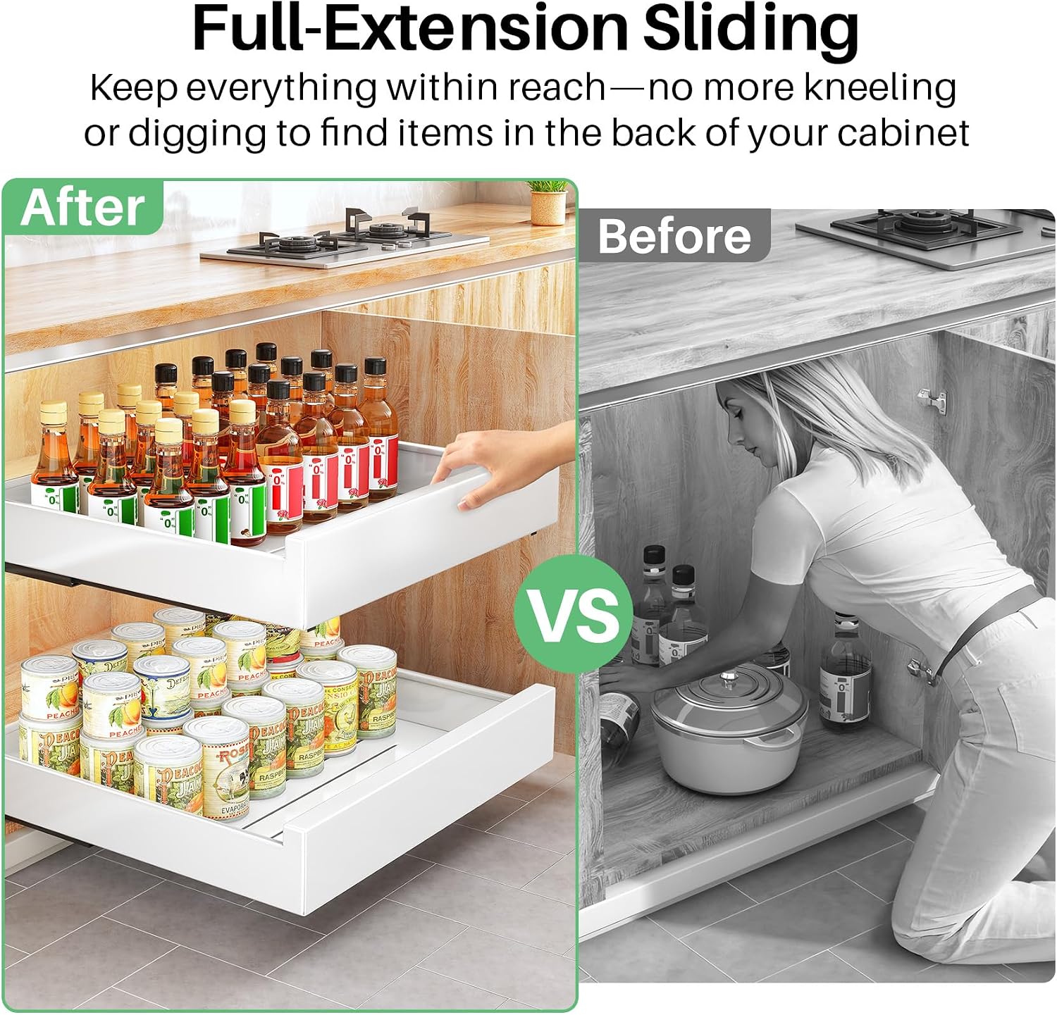 Thumbnail 2 de Pull Out Cabinet Organizer with Nano Adhesive — Heavy-Duty Full-Extension Drawer for Frameless Cabinets