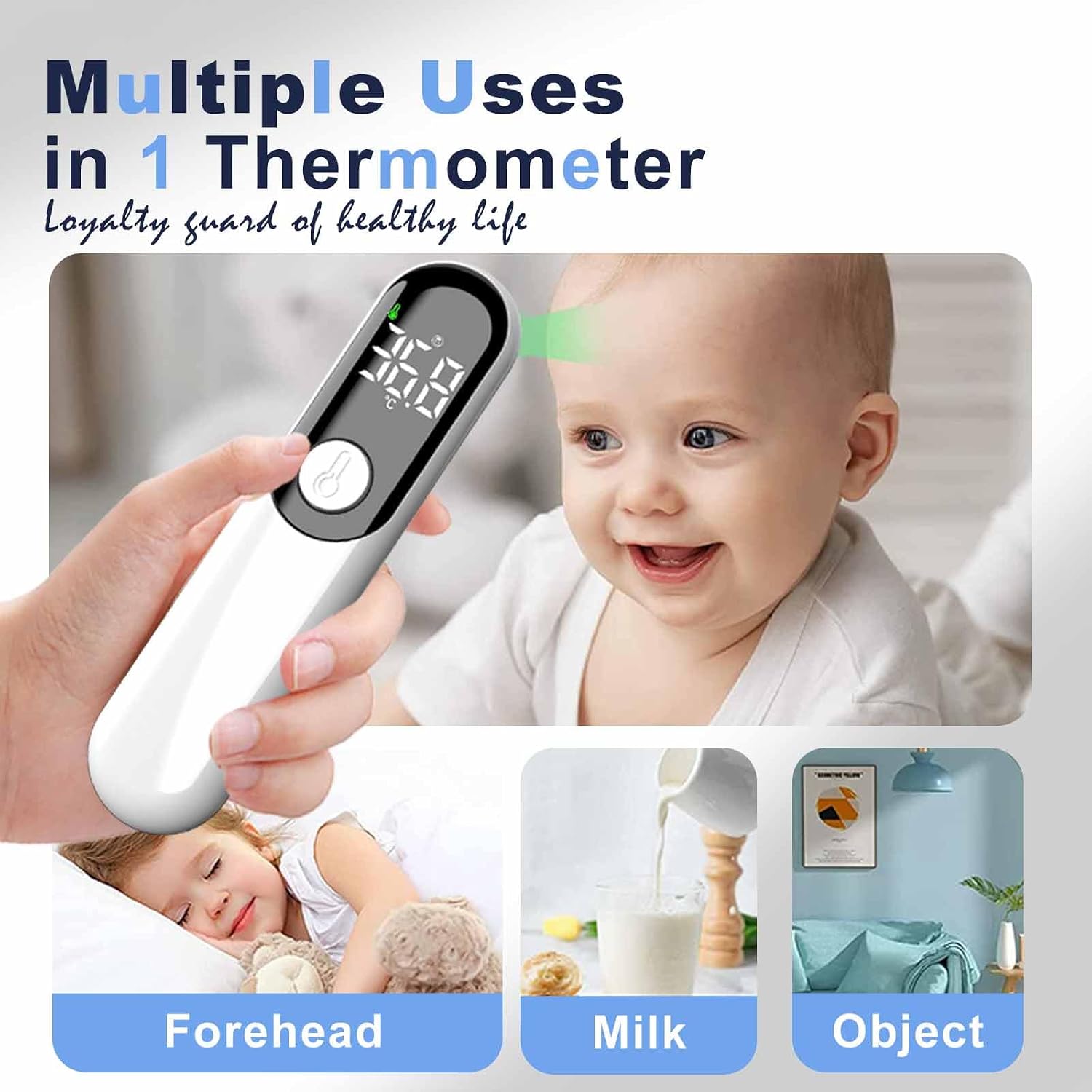 Detalle 1 de Estabien TA036 Digital Infrared Thermometer for Adults and Kids, Large LED Display