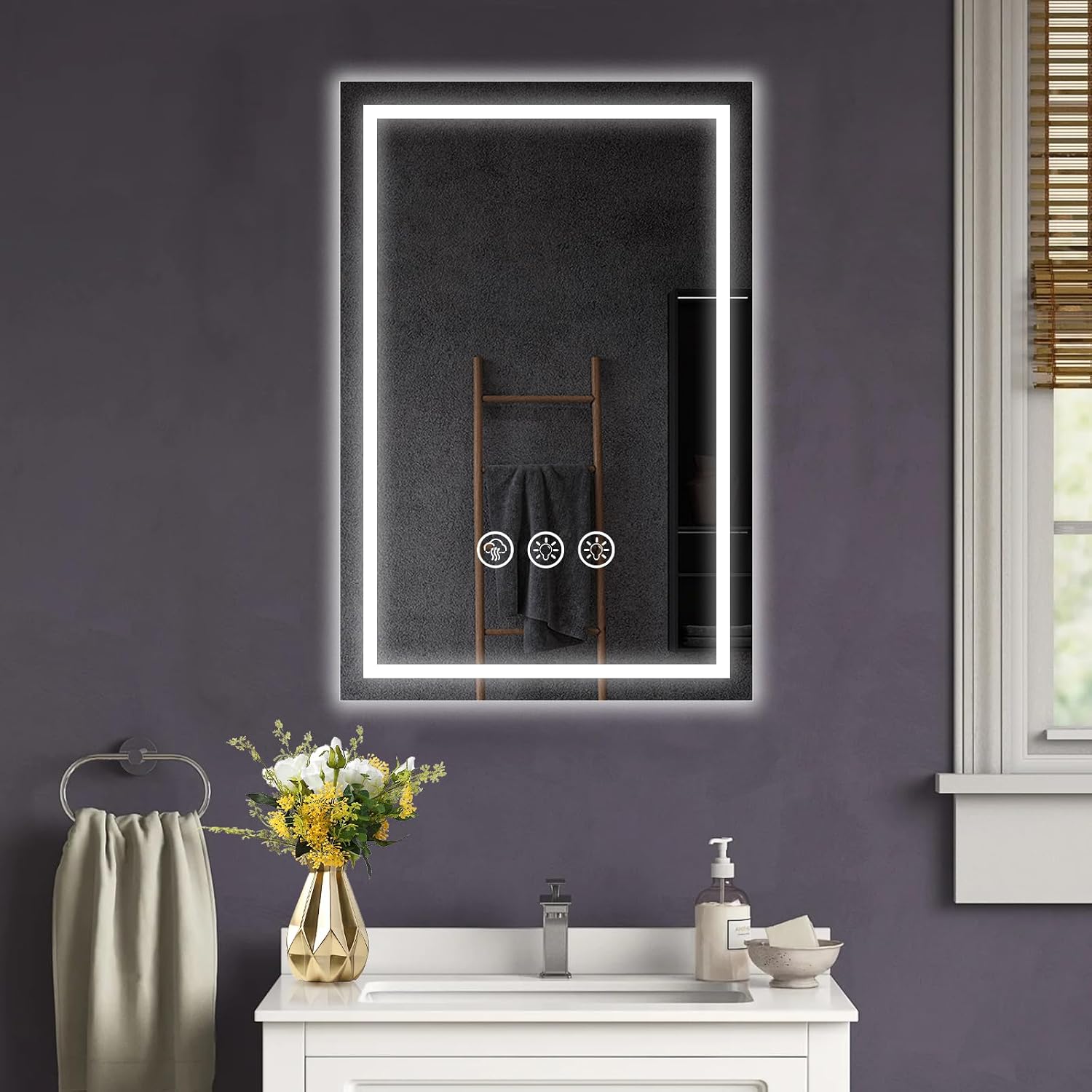 Detalle de Simusi 40x60 cm Specchio Bagno con Luce LED, IP44, Anti-appannamento e Tre temperature di colore