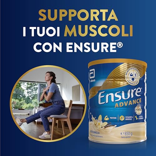 Detalle de Ensure Advance Integratore Proteico in Polvere alla Vaniglia da 850 g – proteine, calcio e HMB con 27 vitamine e minerali