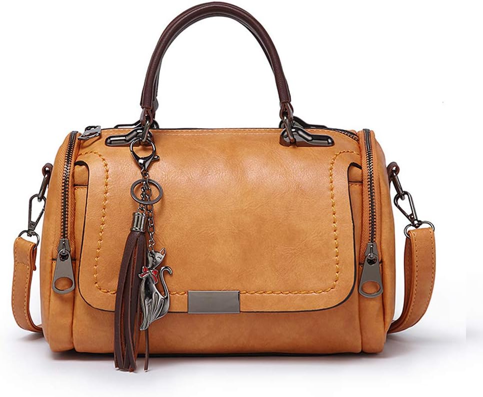 BUKESIYI Donna Borse a Tracolla e Borsa a Mano Firmata 2024 PU Pelle IT77152 Giallo Arancio