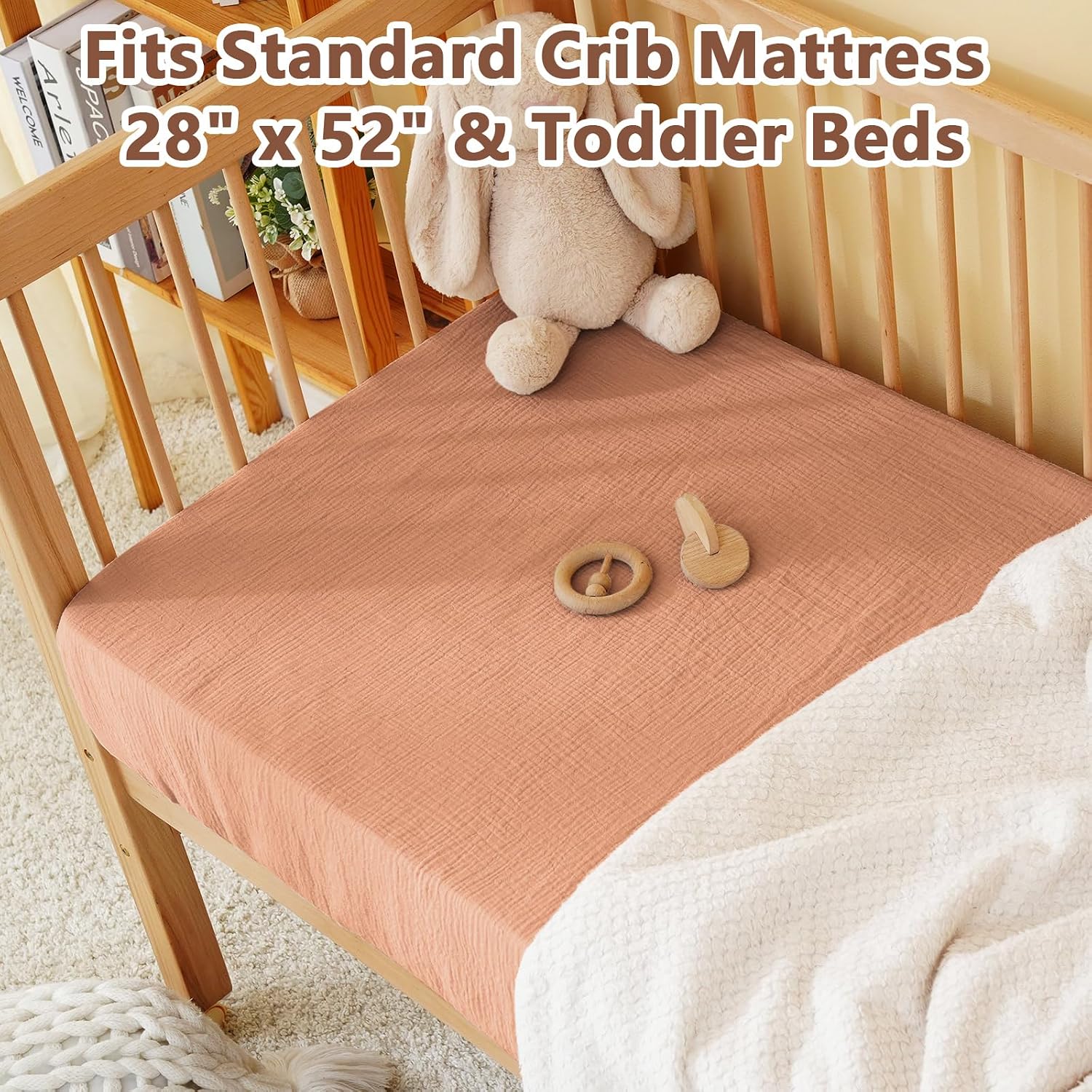 Detalle 2 de Kewlife gift chuangli_ca Muslin Crib Sheet, 100% Cotton, Terracotta