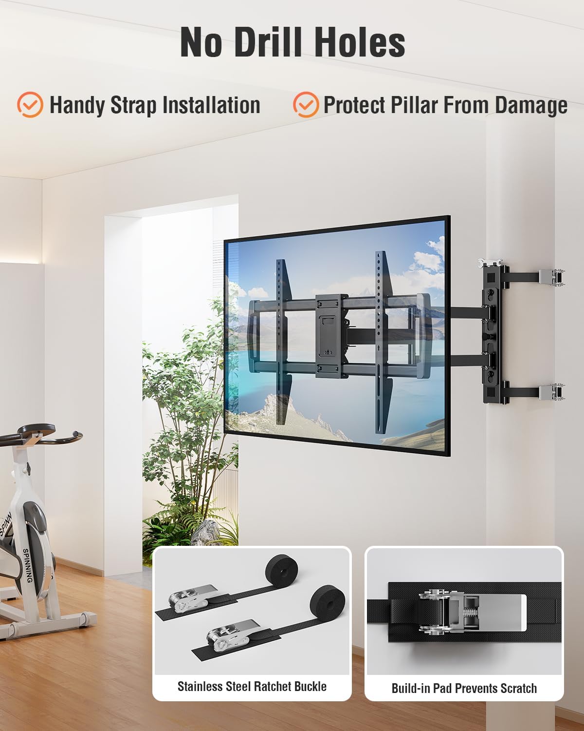 Thumbnail 2 de ELIVED YD0085 Pillar TV Mount (32"–75") for Full Motion, No-Drill Column Installation