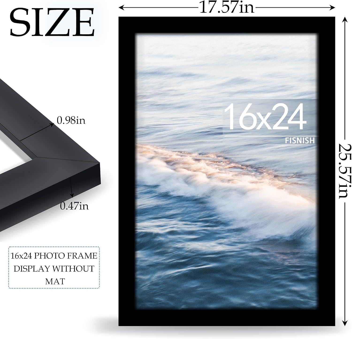 Thumbnail 2 de Fisnish 16x24 Picture Frame, Classic Black