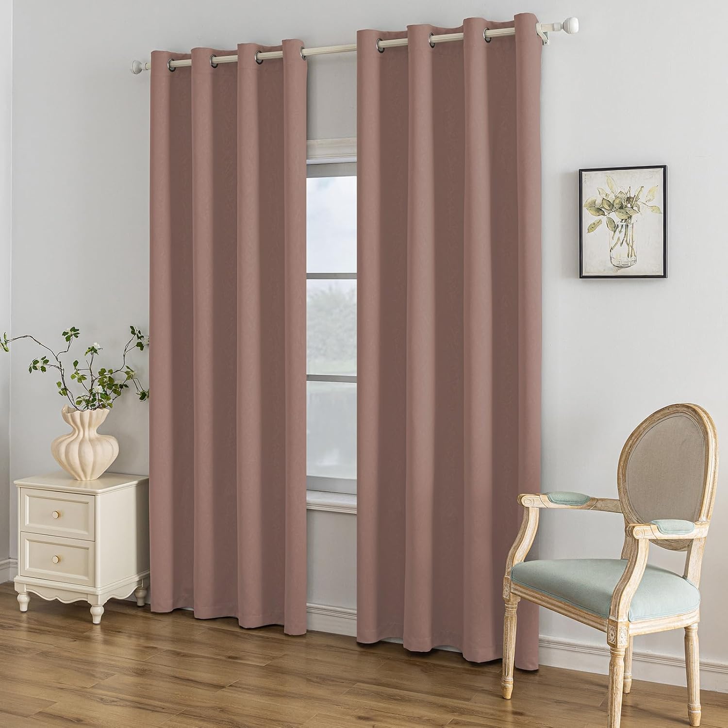 Thumbnail 6 de Ystyle Lot de 2 rideaux occultants 140x240 cm à œillets, anti-froid, anti-chaleur et anti-UV (rosa selvatica)