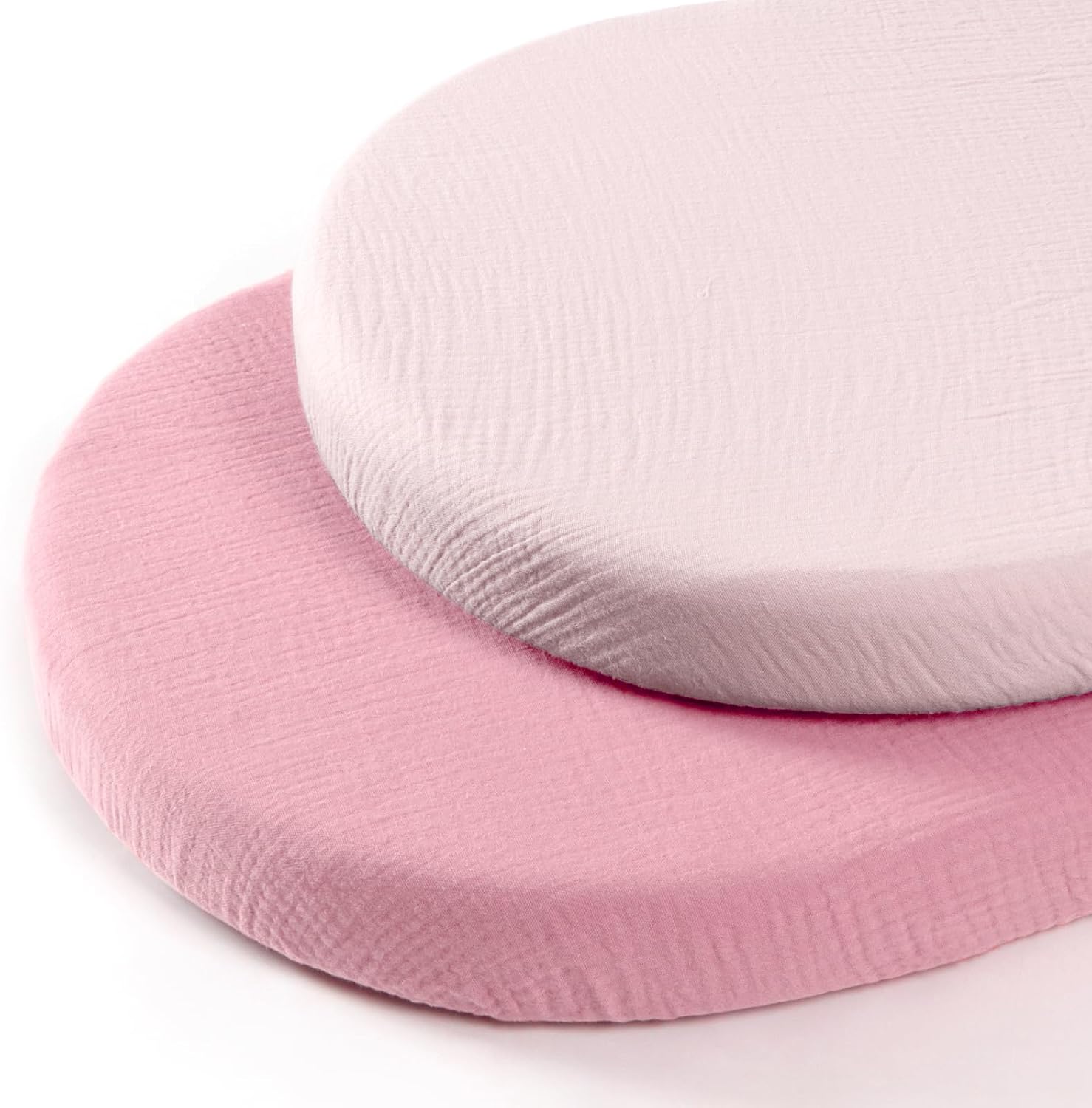 Detalle de lulumoon BS-4 Muslin Bassinet Sheets, 2-Pack, OEKO-TEX Cotton