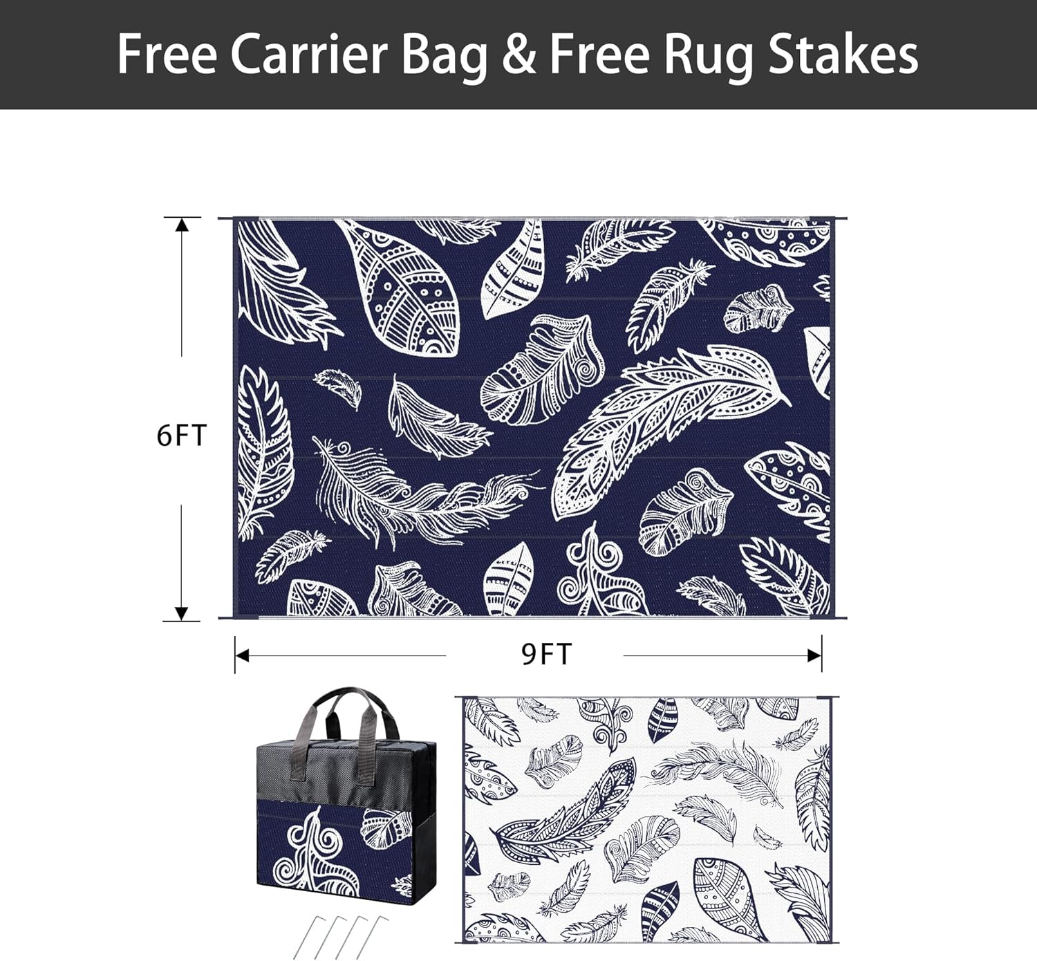 Detalle 2 de GENIMO Outdoor Rug 180x275cm – Waterproof & UV Resistant Patio Mat 🧩