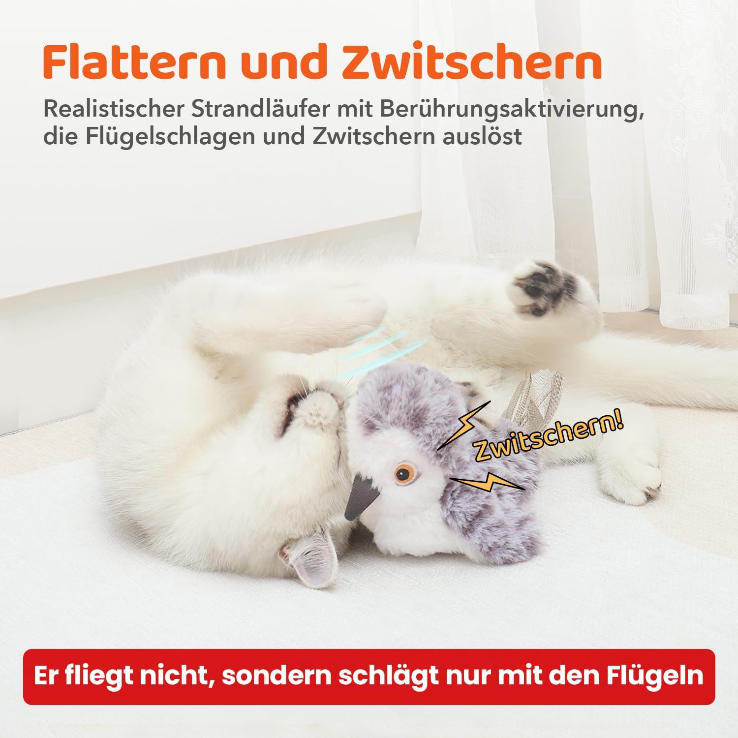 Detalle 2 de Potaroma Katzenspielzeug Flatternder Vogel 10,2 cm
