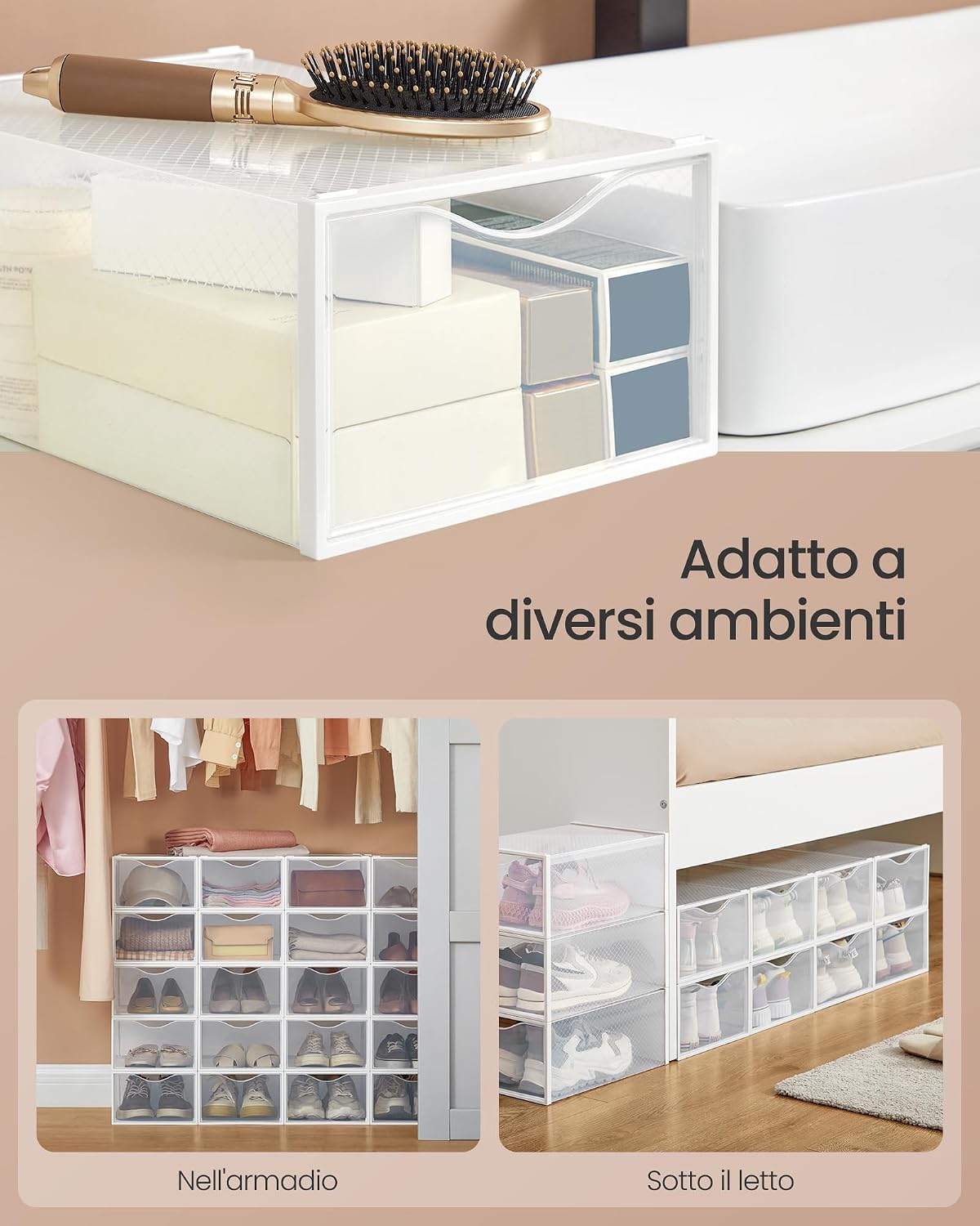 Detalle 2 de SONGMICS LSP312W01 scatole scarpe trasparenti 12 pezzi