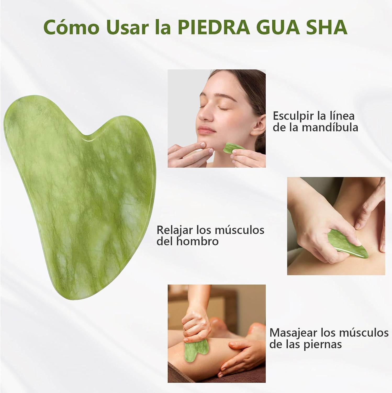Detalle 2 de GUGUG Gua Sha y Rodillo de jade 1 juego
