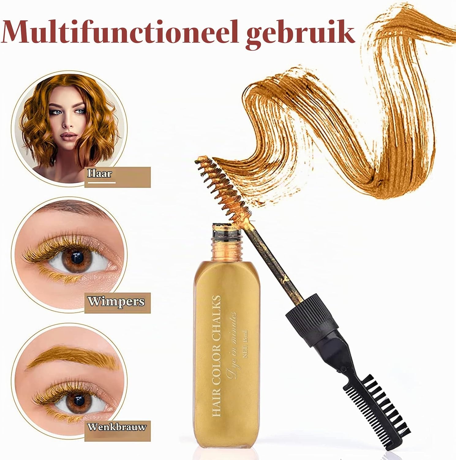 Thumbnail 1 de ROMYSE haarkrijt, 8 kleuren vloeibare uitwasbare haarverf, 15 ml per flesje