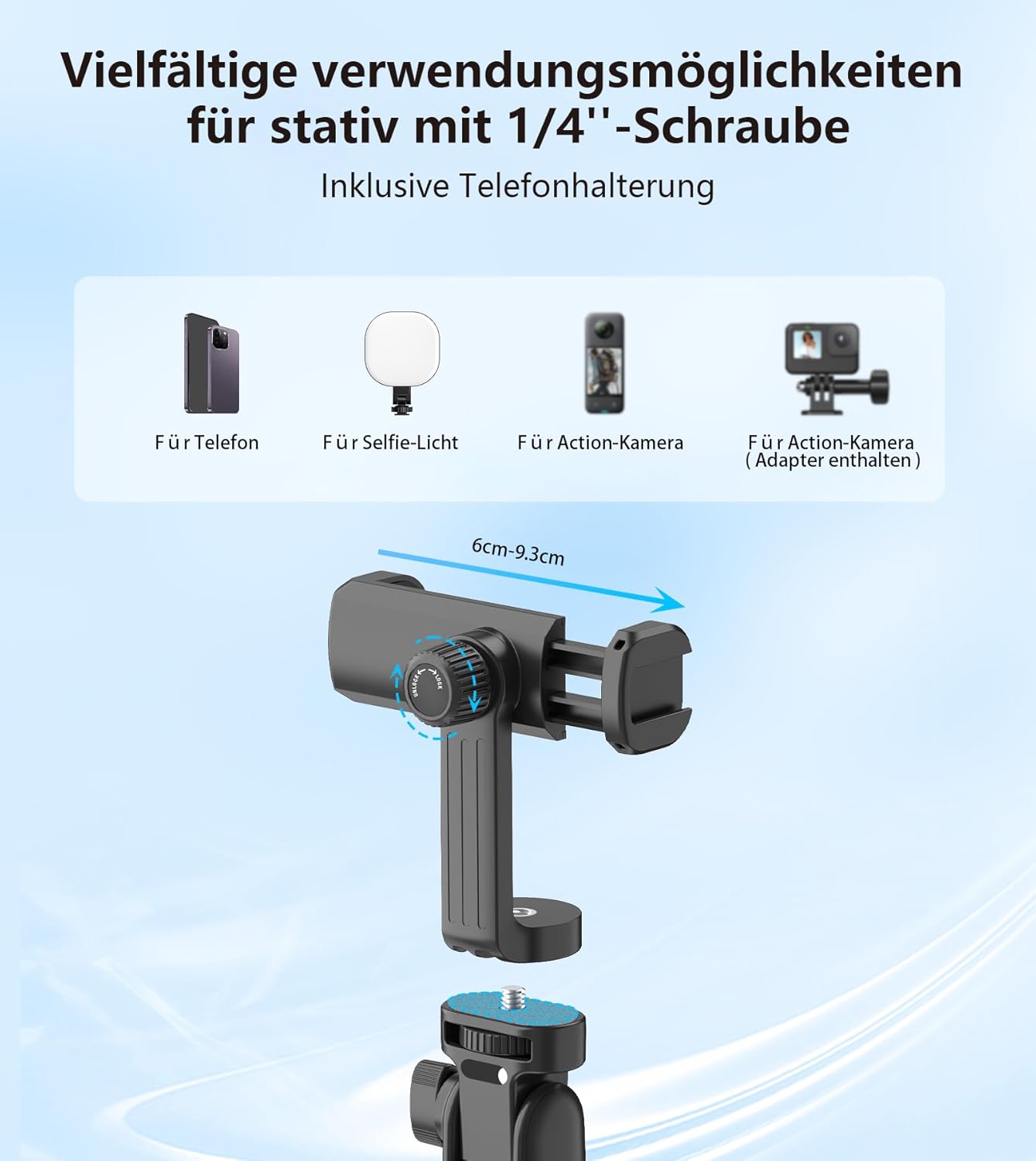 Thumbnail 2 de Gahenwo 173cm Selfie Stick Stativ – All-in-One Stativ mit Fernbedienung für Smartphone und Action-Kamera