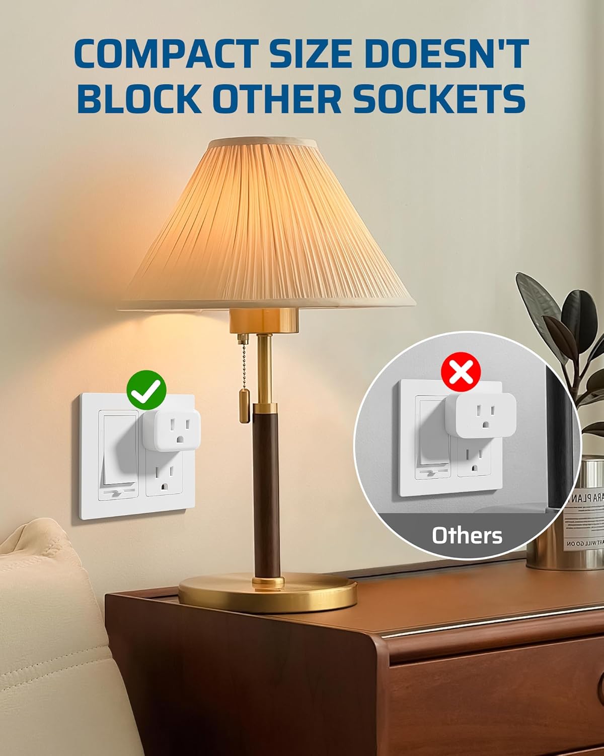Detalle de DEWENWILS HRS205M Wireless Outlet Switch, 100 ft Range, 2 Remotes and 5 Outlets