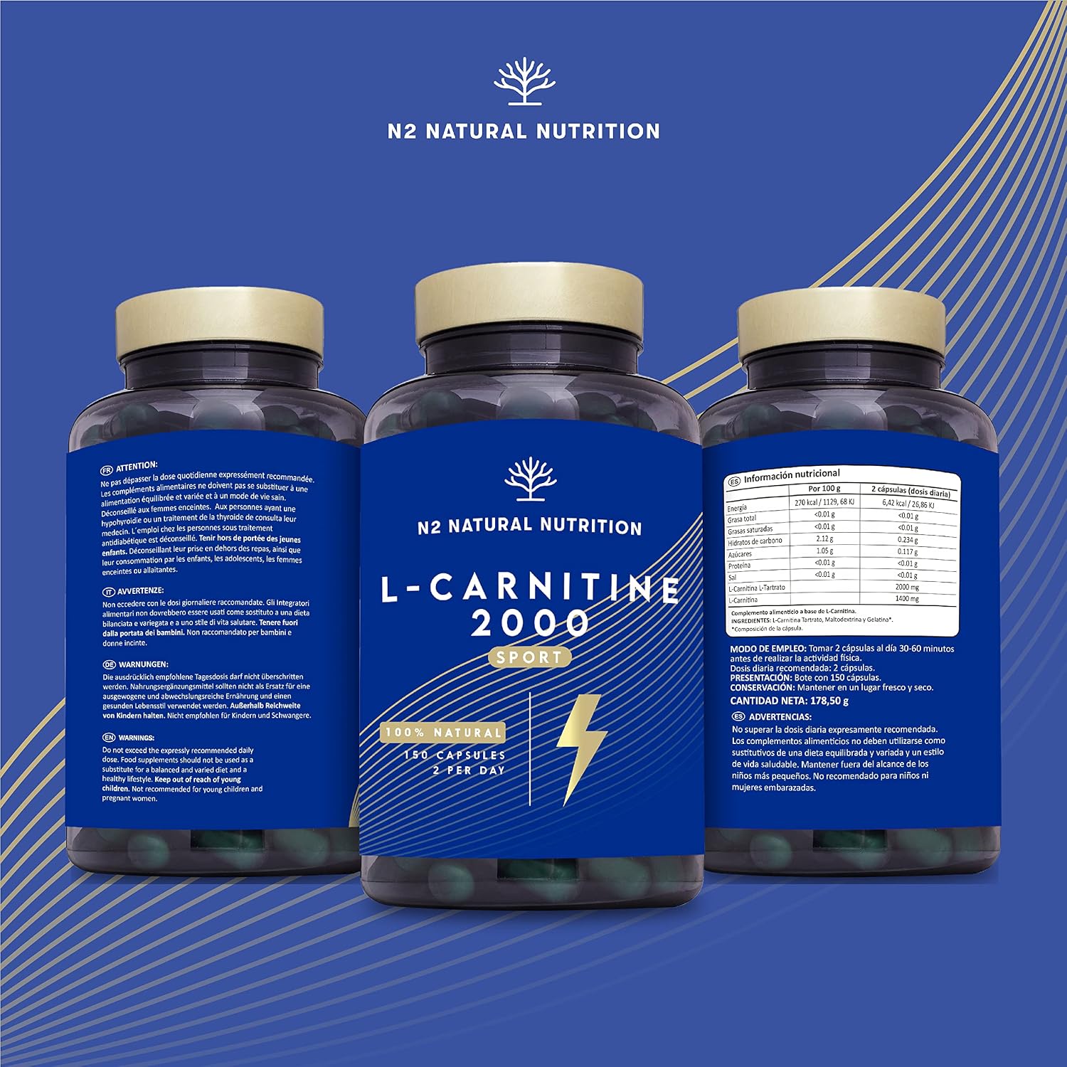 Thumbnail 7 de N2 Natural Nutrition L-Carnitina 2000mg 💪 150 cápsulas