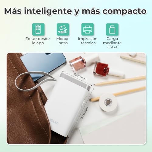 Detalle de Nelko P21 Etiquetadora Adhesivas: impresora térmica Bluetooth para etiquetas en blanco y negro
