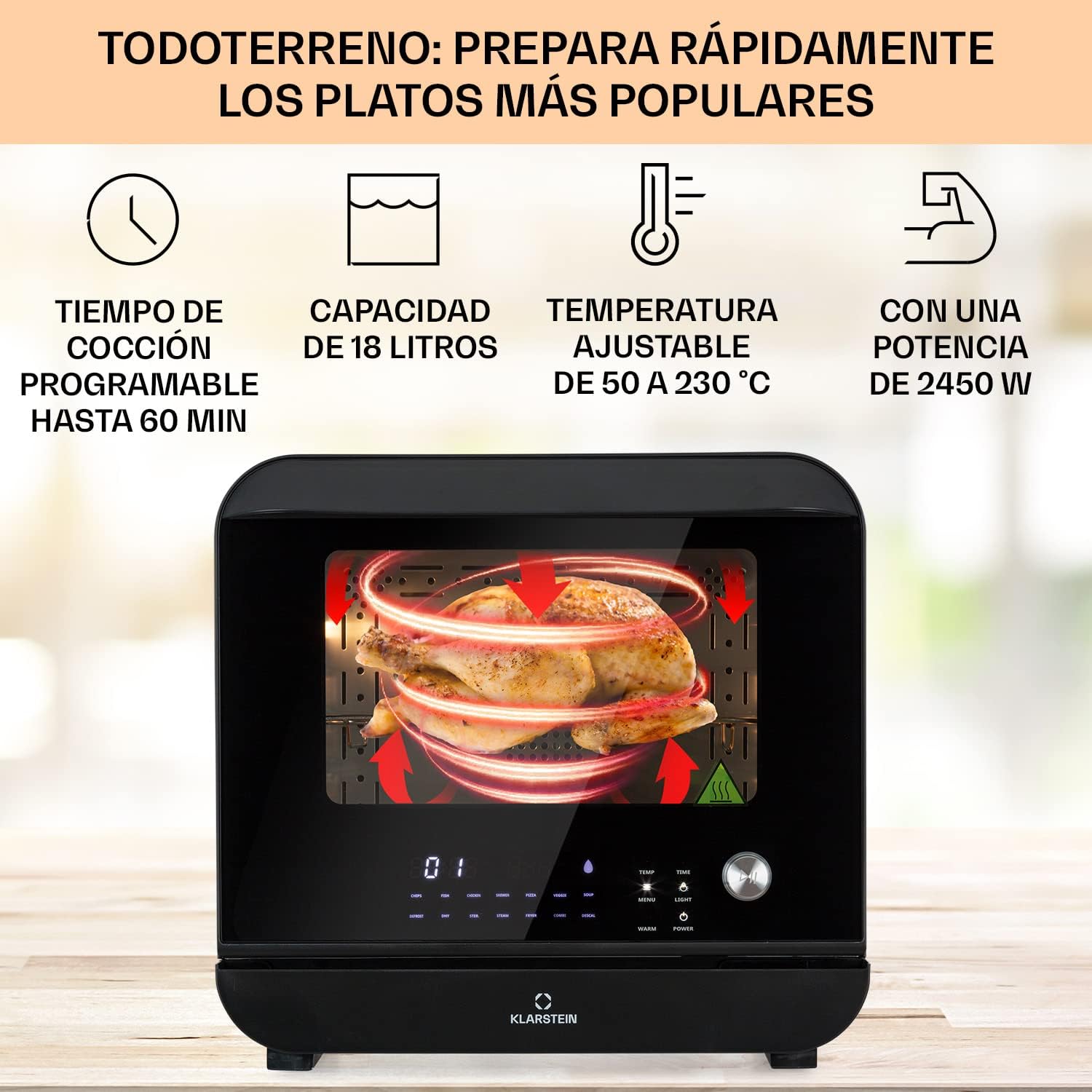 Detalle 2 de Klarstein Horno Freidora de Aire 2450W