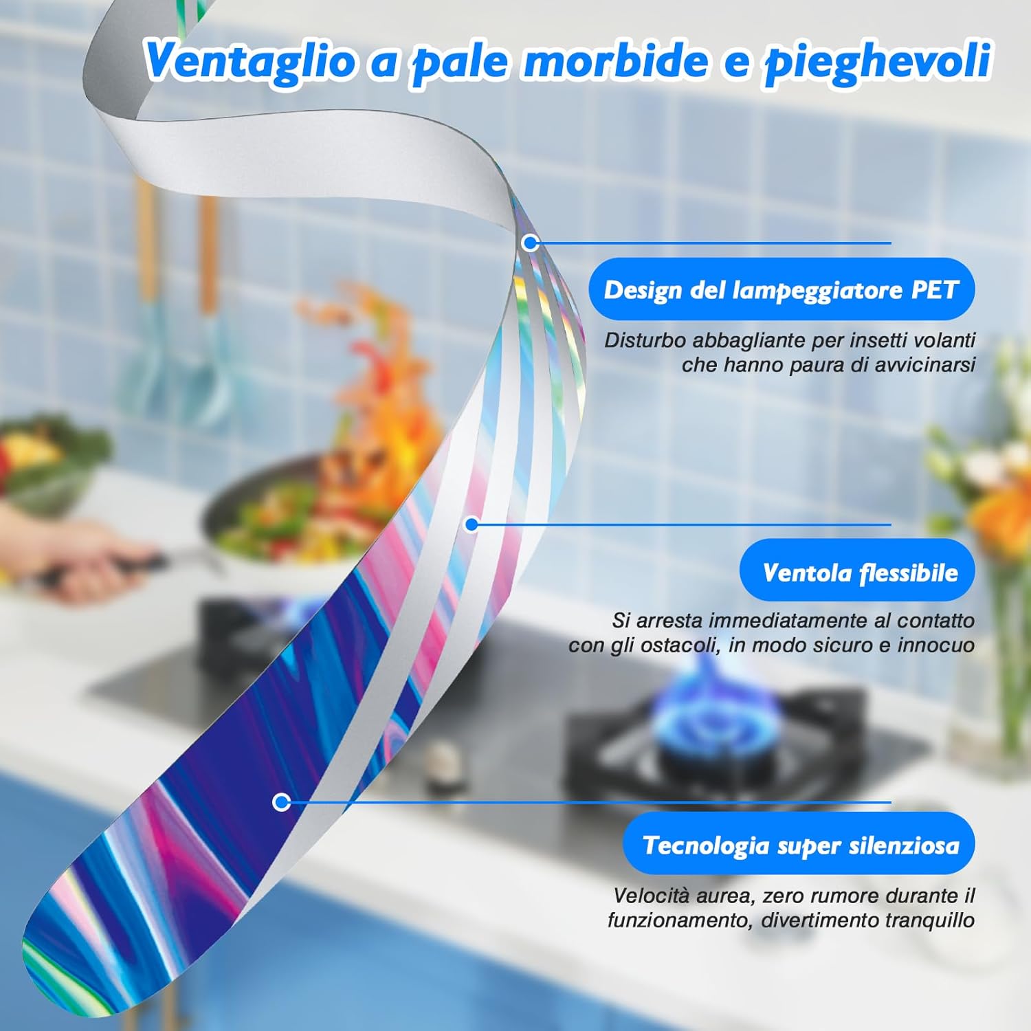 Detalle de AMZtime 3PCS Repellente Zanzare USB-C: Ventilatori anti-insetti pieghevoli, appendibili e silenziosi per tavolo