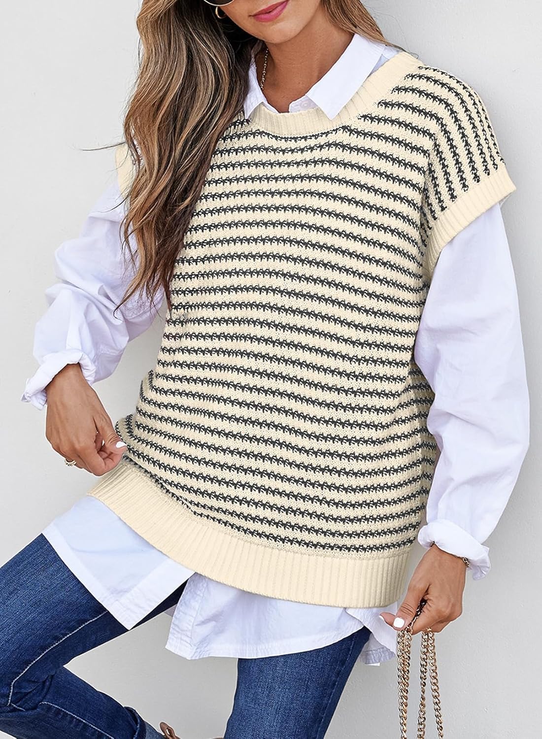 Thumbnail 2 de EVALESS Sweater Vest Striped Pullover 2025