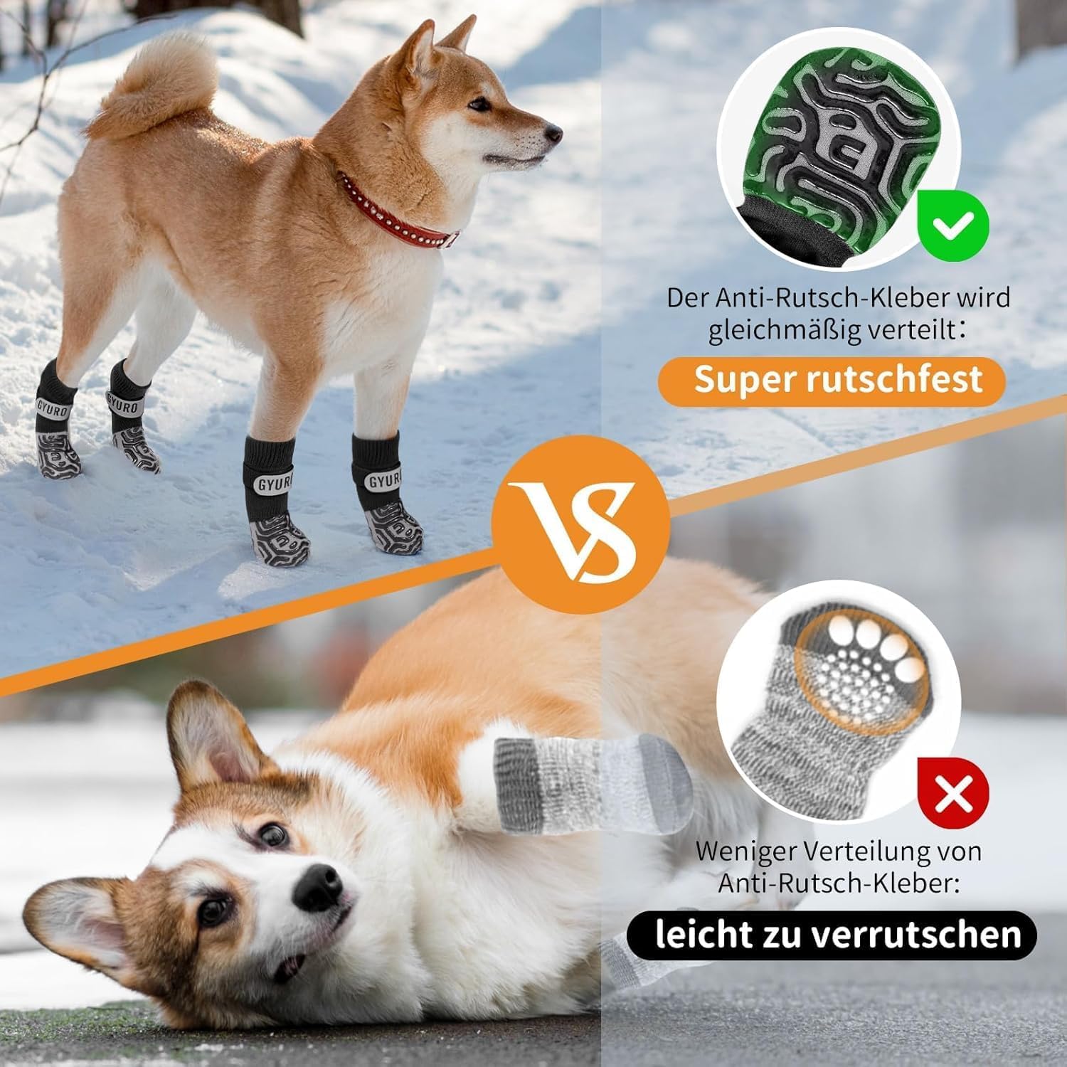 Detalle 1 de GYURO Hundesocken mit Silikon, 2 Paar