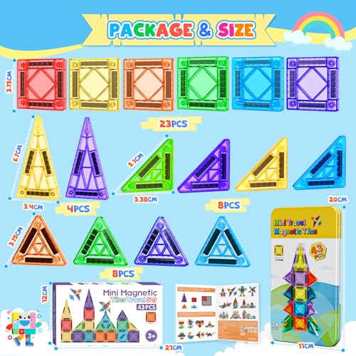 Detalle de iKidiki: Set de 43 Piezas Magnéticas para Construcción – Juguete de Viaje y Regalo para Niños de 3 a 6 Años