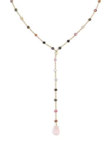 Detalle de SINGULARU Collar Mujer Y Turmalina Stones Acero Baño Oro