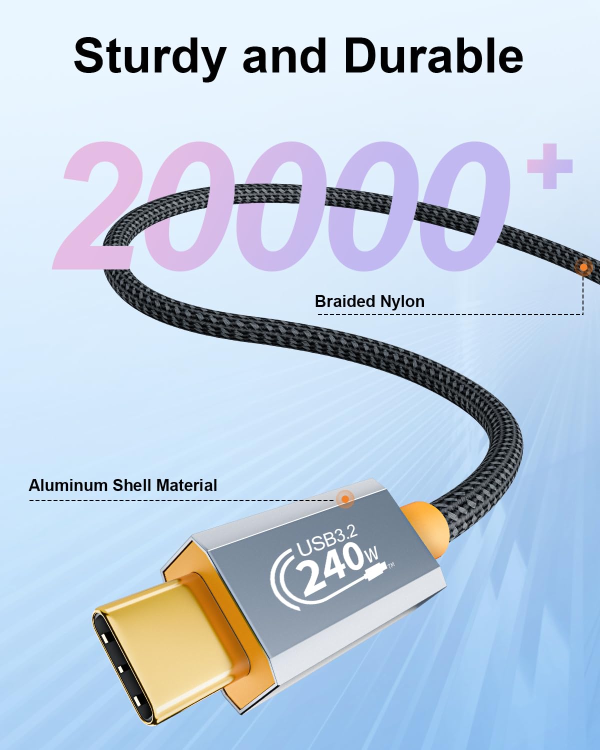 Thumbnail 4 de AGFINEST 240W USB-C to USB-C cable (USB 3.2 Gen 2x2, 20Gbps, 4K@60Hz, 2m)