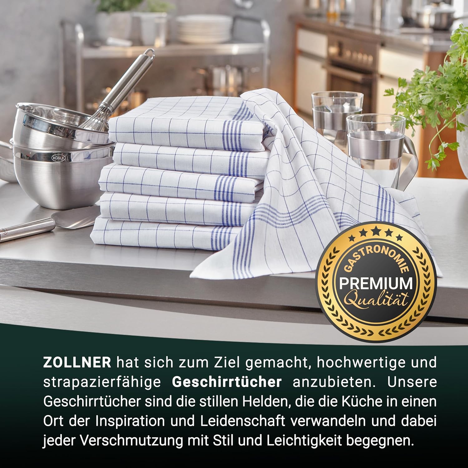 Thumbnail 5 de ZOLLNER 10er Set Geschirrtücher Baumwolle 50x70 cm