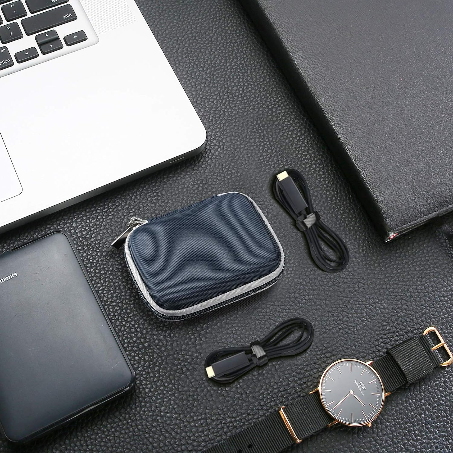Thumbnail 6 de ProCase Stoßfeste Festplatten-Tasche für Samsung T7 / T7 Touch Portable SSD – Hartschale mit Organizer, Navy